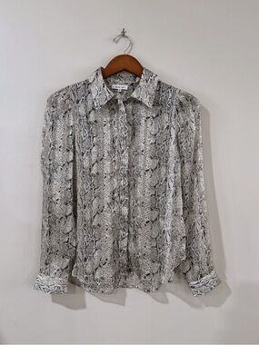 NWT Another Love Womens XS Snake Print Sheer Blouse Gold Shimmer Y2K Glam Chic